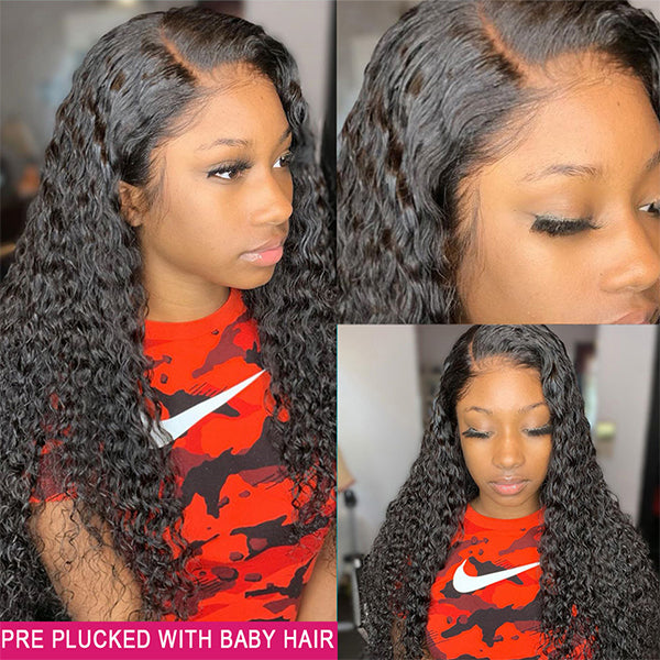 Deep Wave 360 Lace Frontal Wig 28Inch Pre Plucked Lace Frontal Human Hair Wigs for Black Women - LollyHair