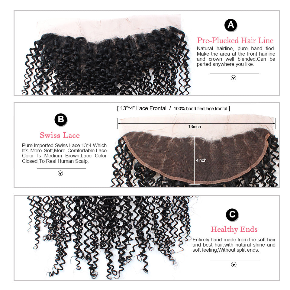 LOLLY Virgin Peruvian Curly Human Hair 13x4 Lace Frontal Closure