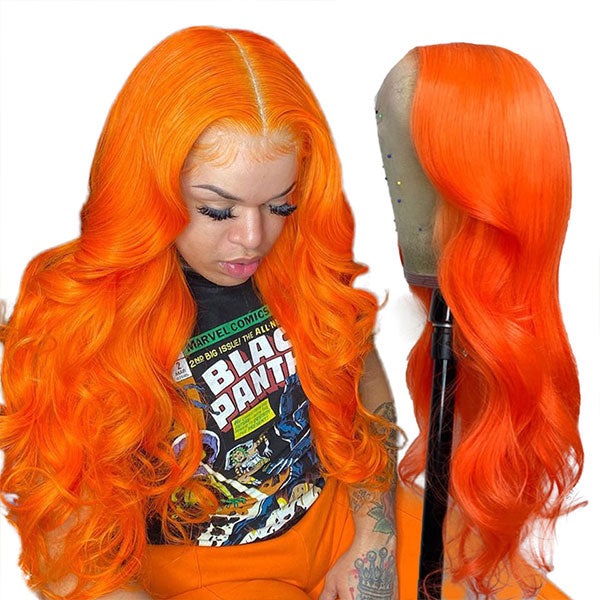 Pink Body Wave Human Hair Wigs Red Blue 13x4 Lace Front Wig Transparent Lace Frontal Wig - LollyHair