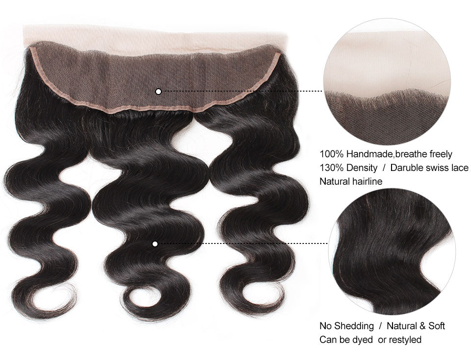 Malaysian Body Wave Virgin human Hair 2 Bundles with 13x4 Lace Closure Lolly Hair