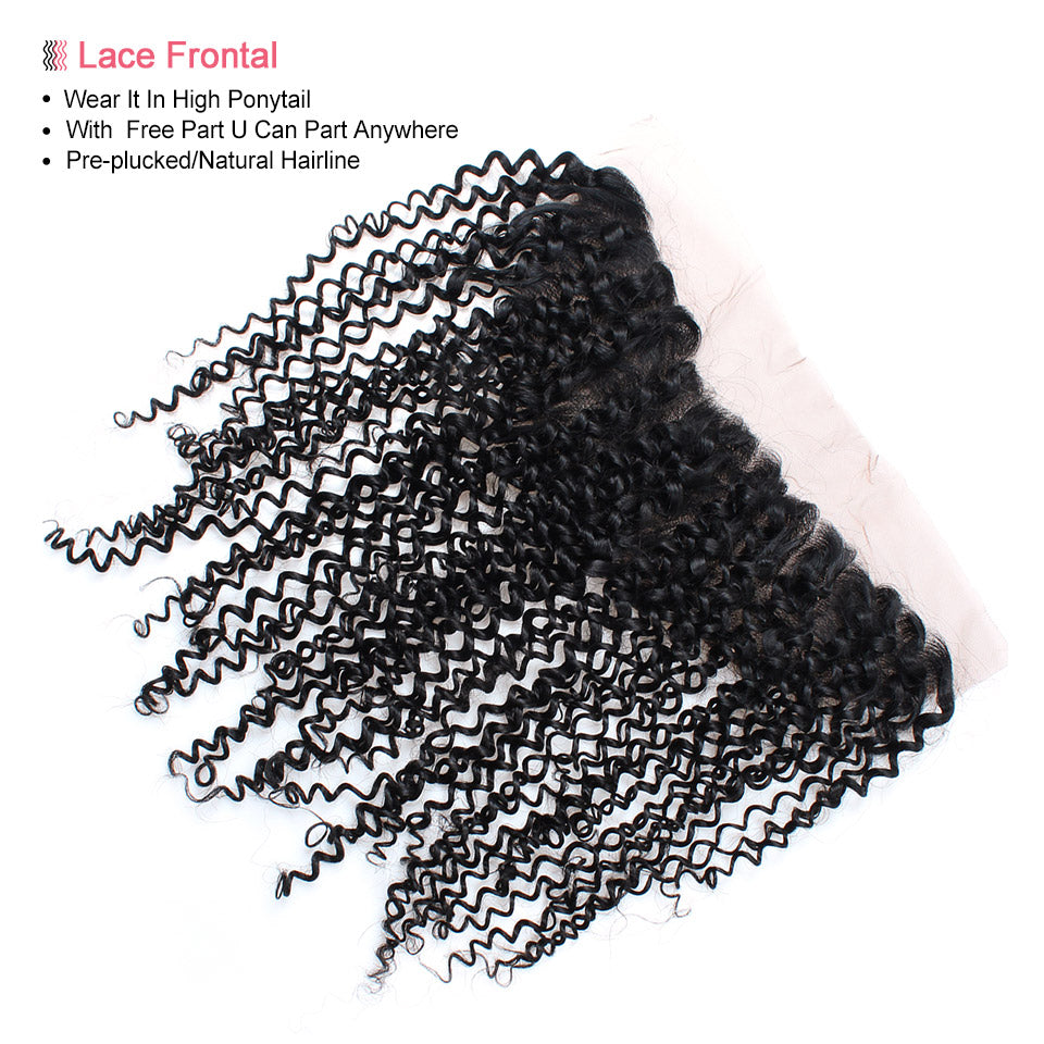 LOLLY Virgin Peruvian Curly Human Hair 13x4 Lace Frontal Closure