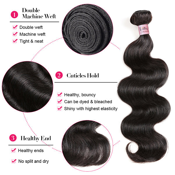 Peruvian Body Wave Bundles 100% Remy Human Hair Extensions Double Machine Weft 3 Or 4 Bundle Deals - LollyHair