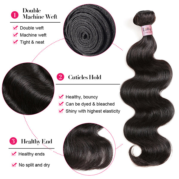 Peruvian Body Wave Bundles 100% Remy Human Hair Extensions Double Machine Weft 3 Or 4 Bundle Deals - LollyHair