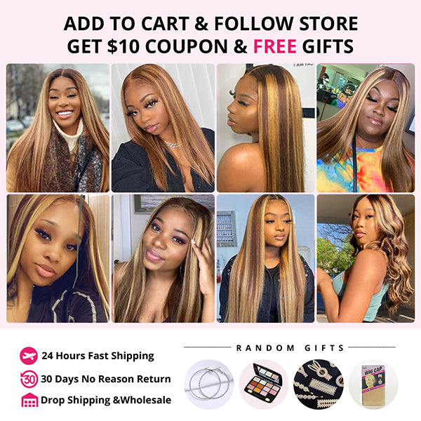 Highlight Human Hair Bundles with Frontal Bone Straight Bundles with HD Lace Frontal - LollyHair
