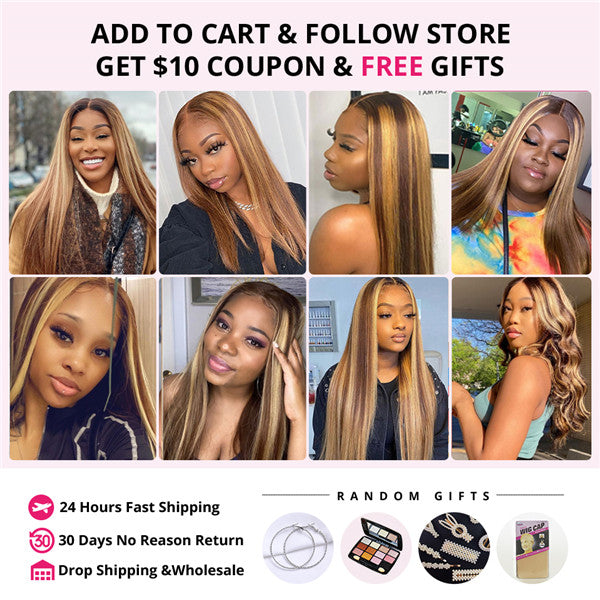 HD 13x4 Highlight Straight Honey Brown Lace Fronts Wigs - LollyHair