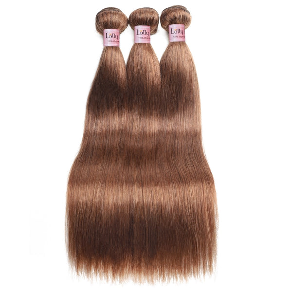 Brown Colored Human Hair Bundles with Closure 4# Ombre Bone Straight Bundles with Closure - LollyHair