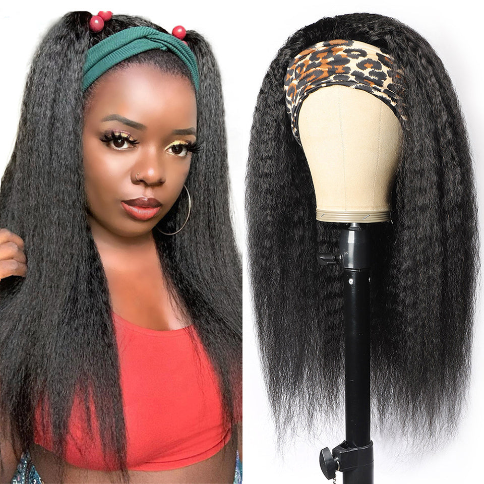 Yaki Headband Wig Glueless Lace Front Human Hair Wigs Kinky Straight Headband Wig - LollyHair