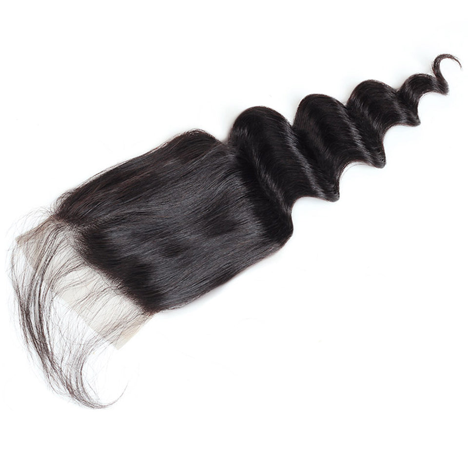 Lolly Hair Loose Deep Wave Human Hair 4x4 Lace Closure Deals