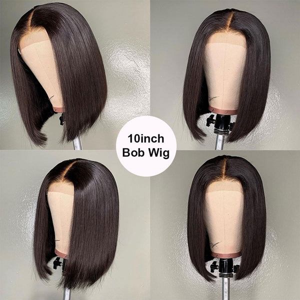 Burgundy Straight Bob Human Hair Wigs #99j 4x4 Lace Closure Wig Short Bob Wig Lace Front Human Hair Wigs - LollyHair