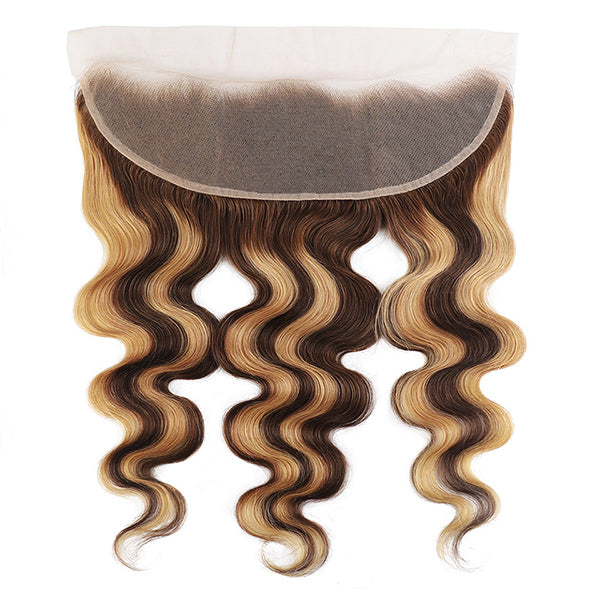 Body Wave Highlight Frontal 22 24inch HD Transparent Human Hair Lace Closure for Women - LollyHair