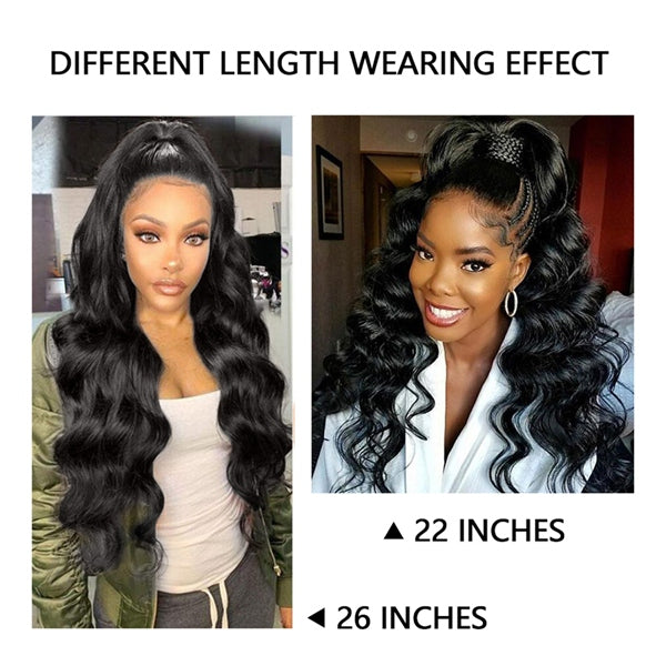 Body Wave Ponytail Human Hair Long Wavy Wrap Around Clip In Ponytail Hair Extensions - LollyHair