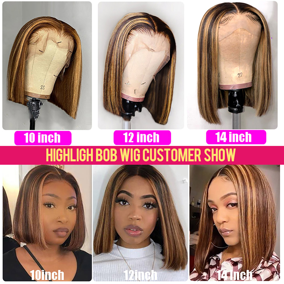 Bone Straight Human Hair Wig Bob Wig Lace Front Human Hair Wigs 4X4 Closure Wig - LollyHair