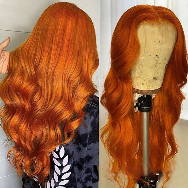 Orange Ginger Lace Front Wig 13x4 Brazilian Body Wave Lace Front Wig Colored Human Hair Wigs - LollyHair