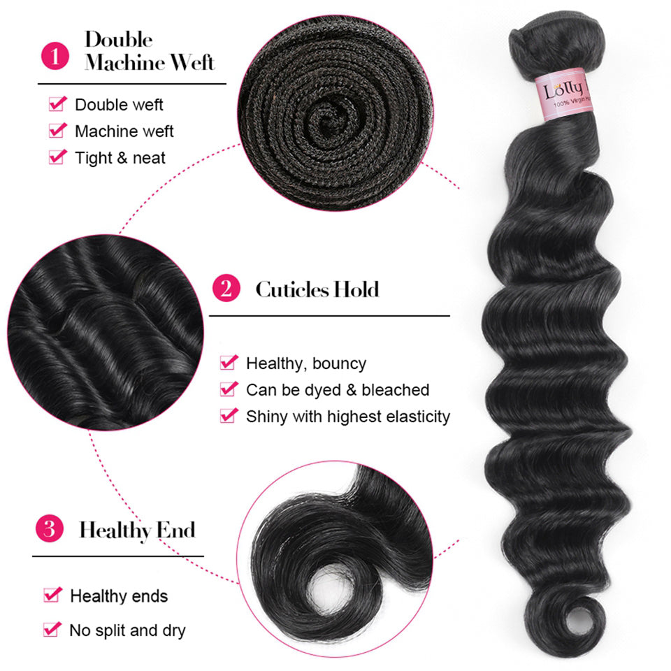 Loose Deep Wave 5 bundles Human Hair Extensions Virgin Human Hair Weave - LollyHair