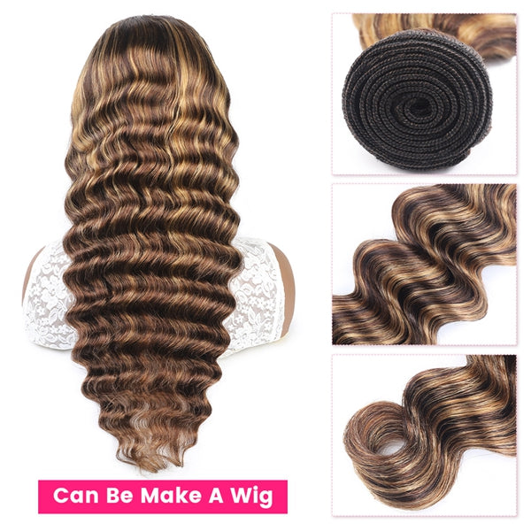 P4/27 Honey Blonde Brown Loose Deep Wave 4 Bundles Virgin Human Hair Extension 30inch - LollyHair