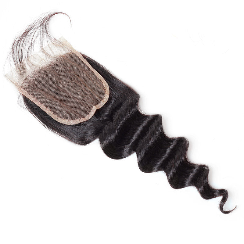 Lolly Hair Loose Deep Wave Virgin Human Hair 4x4 Lace Closure Deals 1pc Human Virgin Hair Loose Deep 130% Density Lace Closure : LOLLYHAIR
