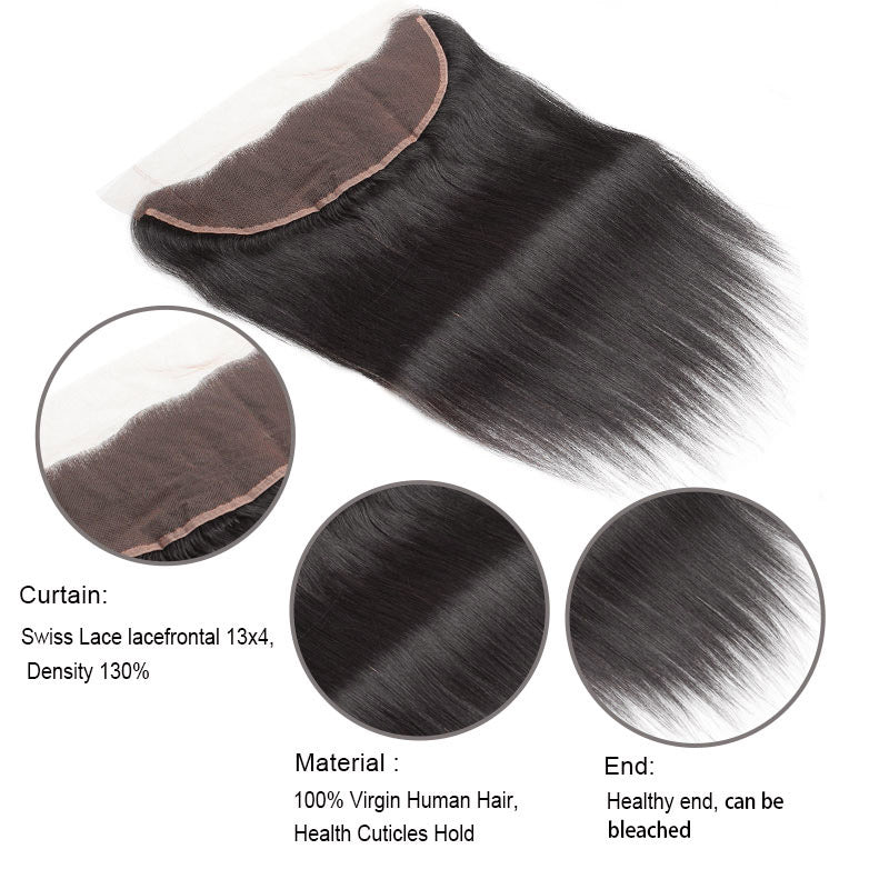 Lolly Hair 1Pc Brazilian Virgin Hair Brazilian Straight Hair Weave Ear To Ear 13x4 Lace Frontal : LOLLYHAIR