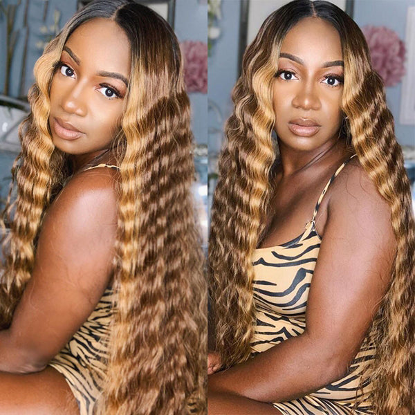 P4/27 Honey Blonde Brown Loose Deep Wave 4 Bundles Virgin Human Hair Extension 30inch - LollyHair