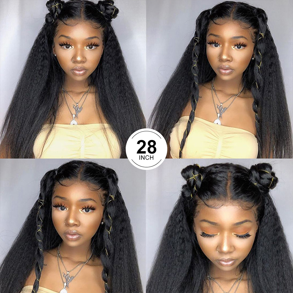 Human Hair HD Lace Wigs 4x4/5x5 Yaki Straight Brazilian Hair Lace Wig - LollyHair