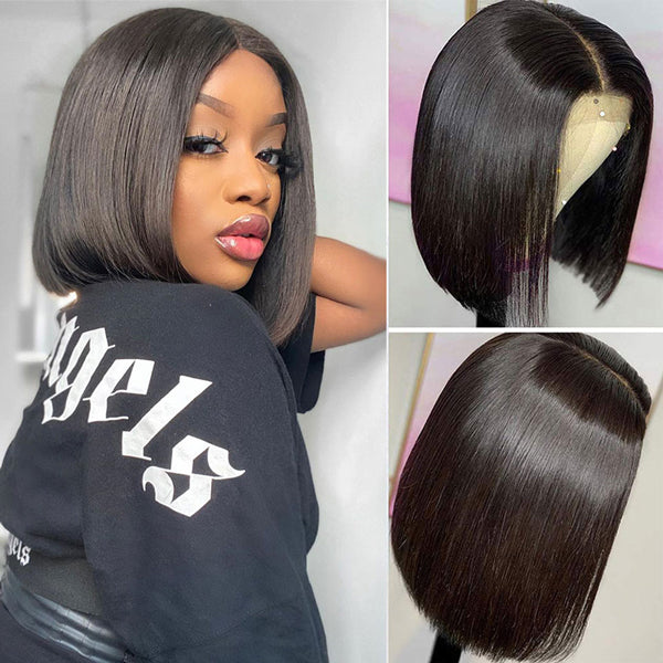 Highlight Bob Wig Ombre Brown Honey Blonde Short Bob Wig - LollyHair