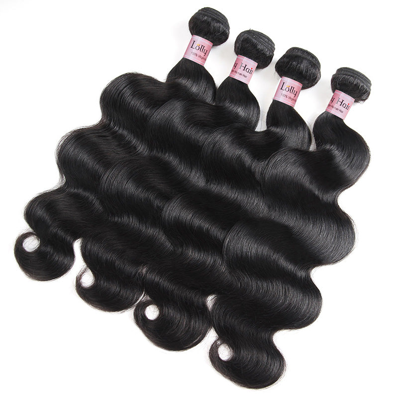 Lolly 9A Malaysian Body Wave Virgin Human Hair Bundle Wefts 4Pcs 400g With 100% Real Human Virgin Hair : LOLLYHAIR