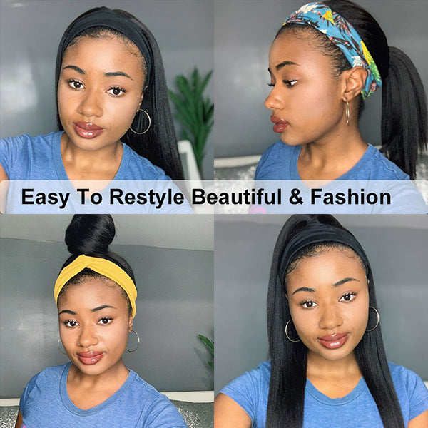 Headband Wig Human Hair 150% Brazilian Body Wave Wig for Women Glueless Scarf Wig - LollyHair