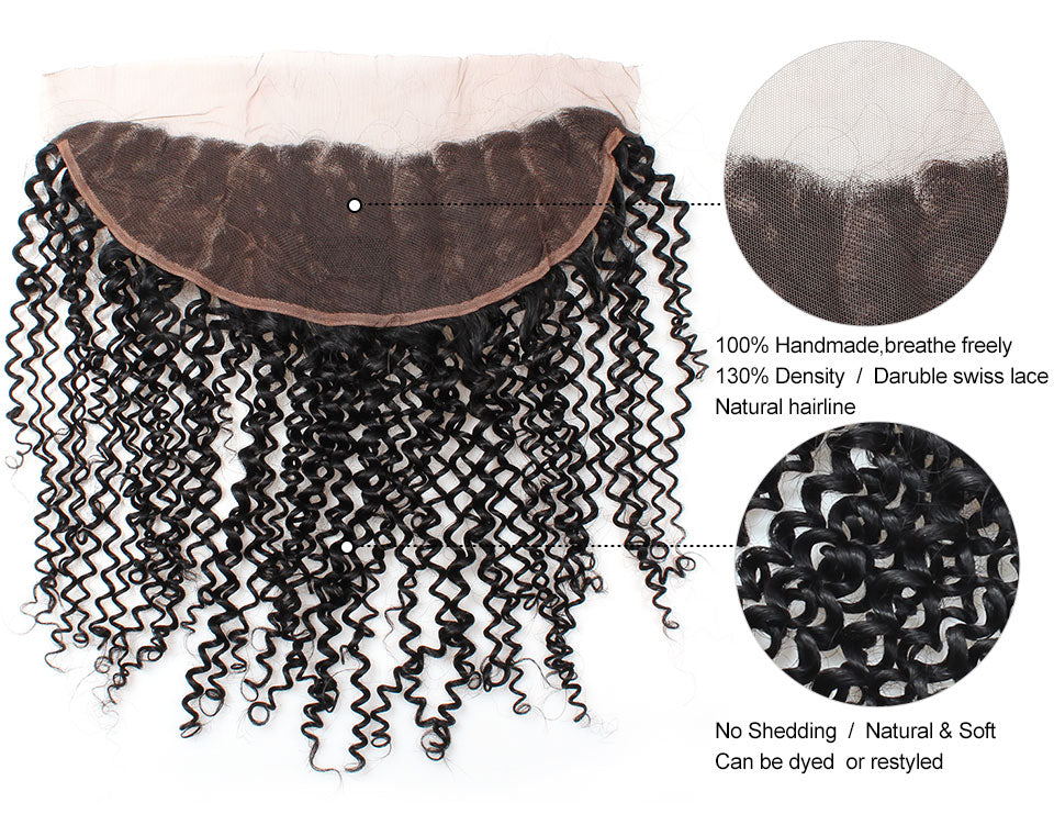 LOLLY 9A Malaysian Curly Human Hair 2 Bundles with 13x4 Lace Frontal