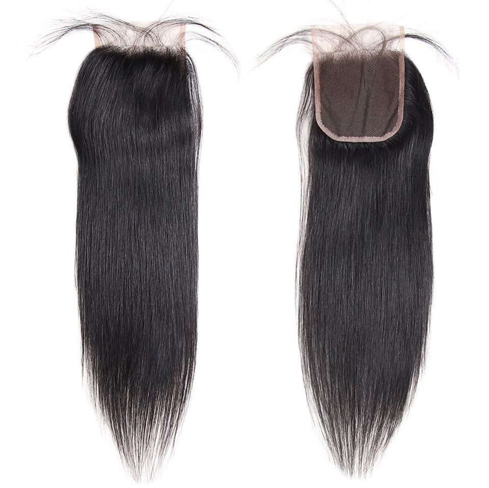 Lolly Brazilian Straight Virgin Hair 4x4 lace Closure, Unprocessed Human hair Natural Color