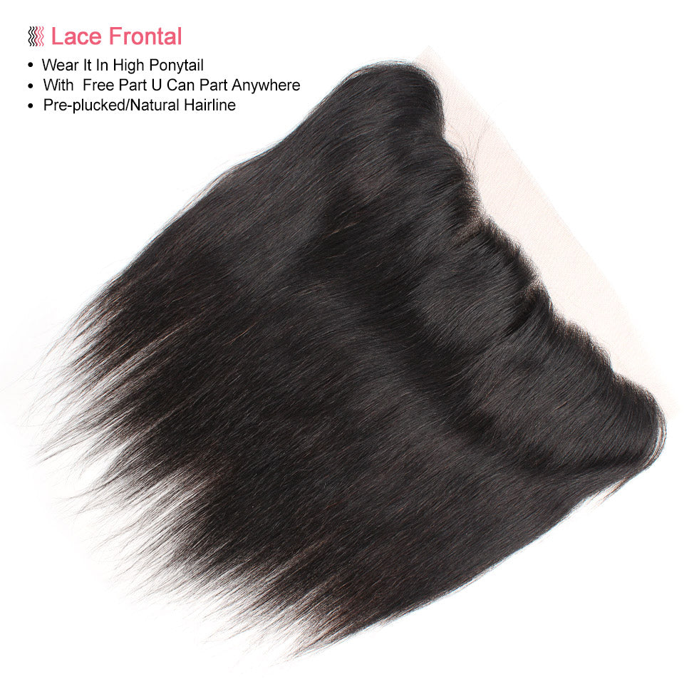 Lolly 1Pc Brazilian Straight Virgin Hair Ear To Ear 13x4 Lace Frontal with baby hair