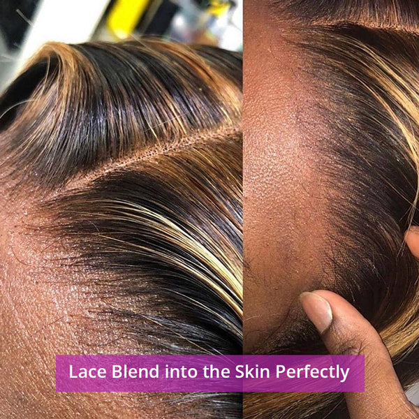 Highlight Bob Wig Ombre Brown Honey Blonde Short Bob Wig - LollyHair