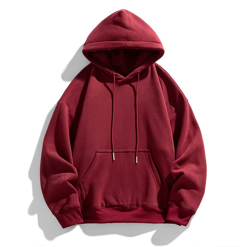 Casual Solid Color Cotton Fleece Oversized Hoodie – Unisex Daily Loose Sweatshirt