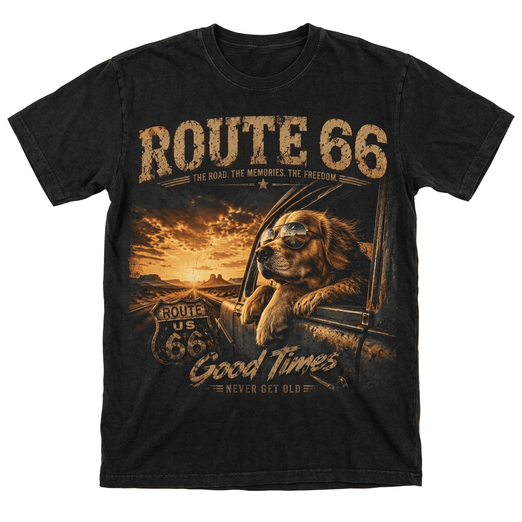 Good Times Never Get Old Route 66 Dog Tee