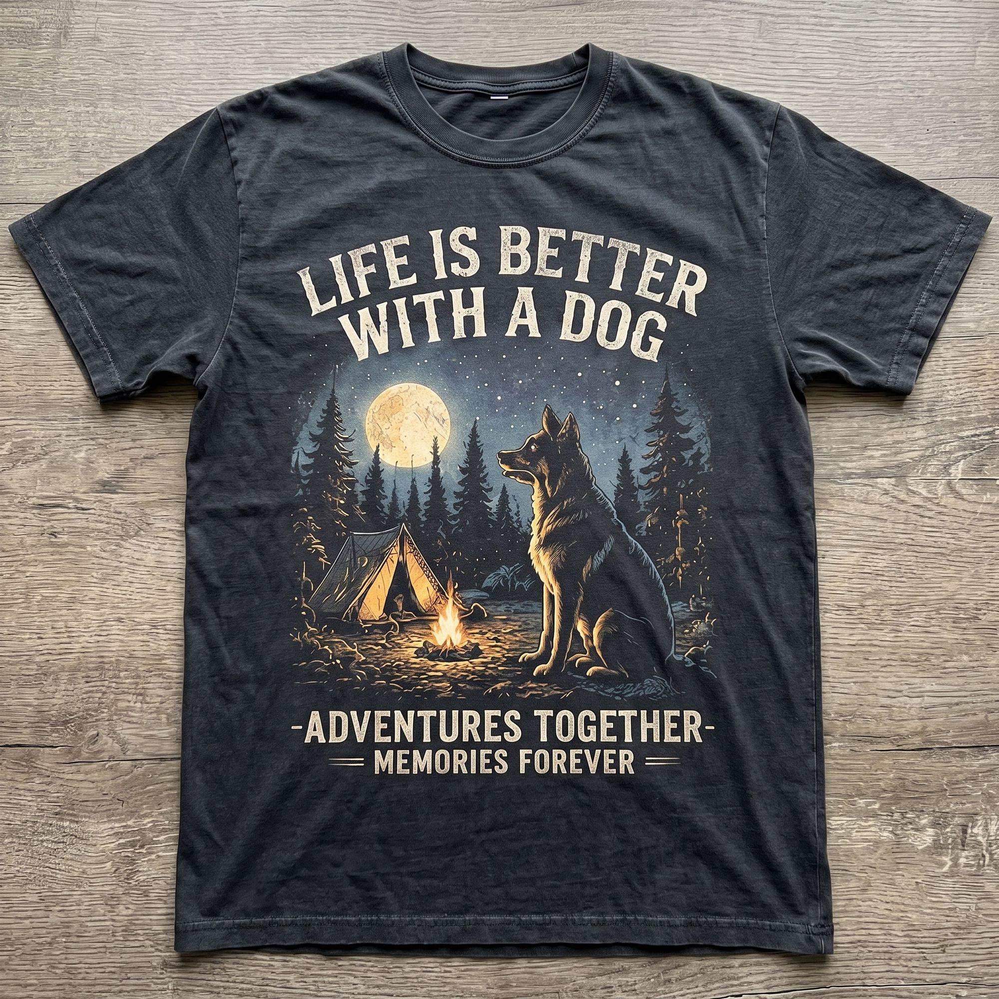 Vintage "Life Is Better With A Dog" Camping T-shirt