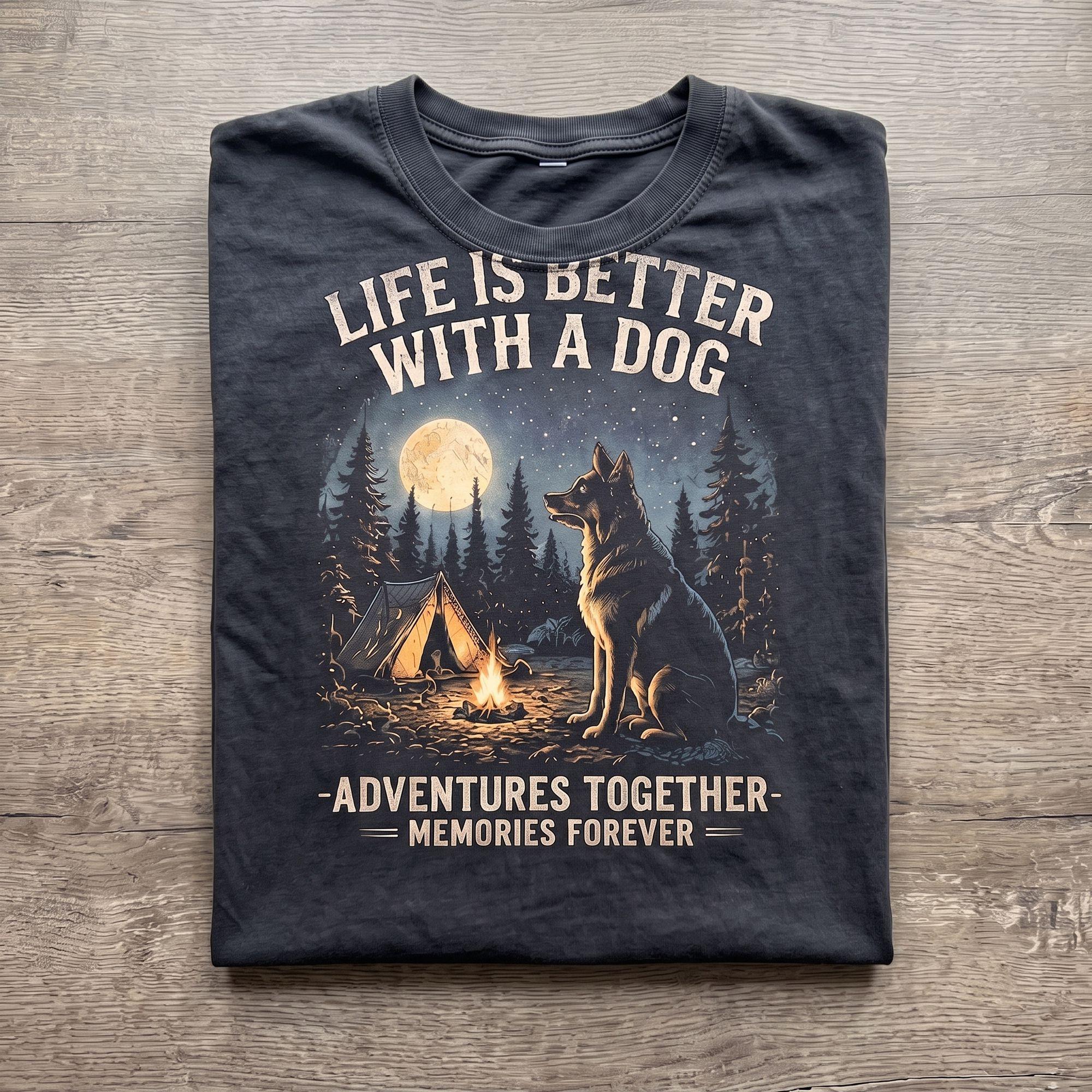 Vintage "Life Is Better With A Dog" Camping T-shirt