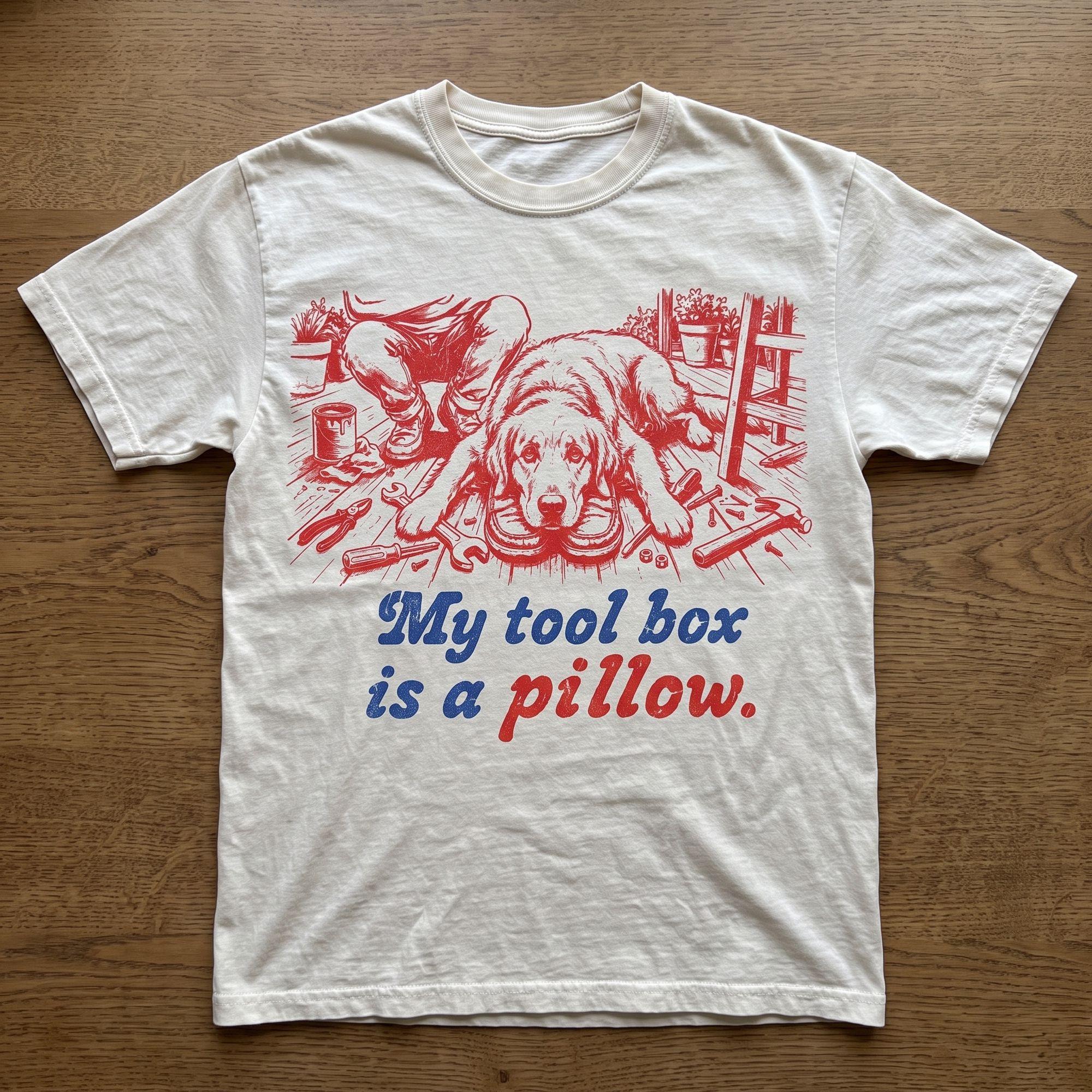 My Toolbox Is a Pillow Funny Golden Retriever Vintage Graphic T-Shirt