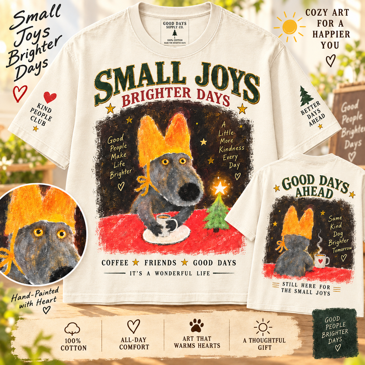 Vintage Small Joys Brighter Days Dog T-Shirt
