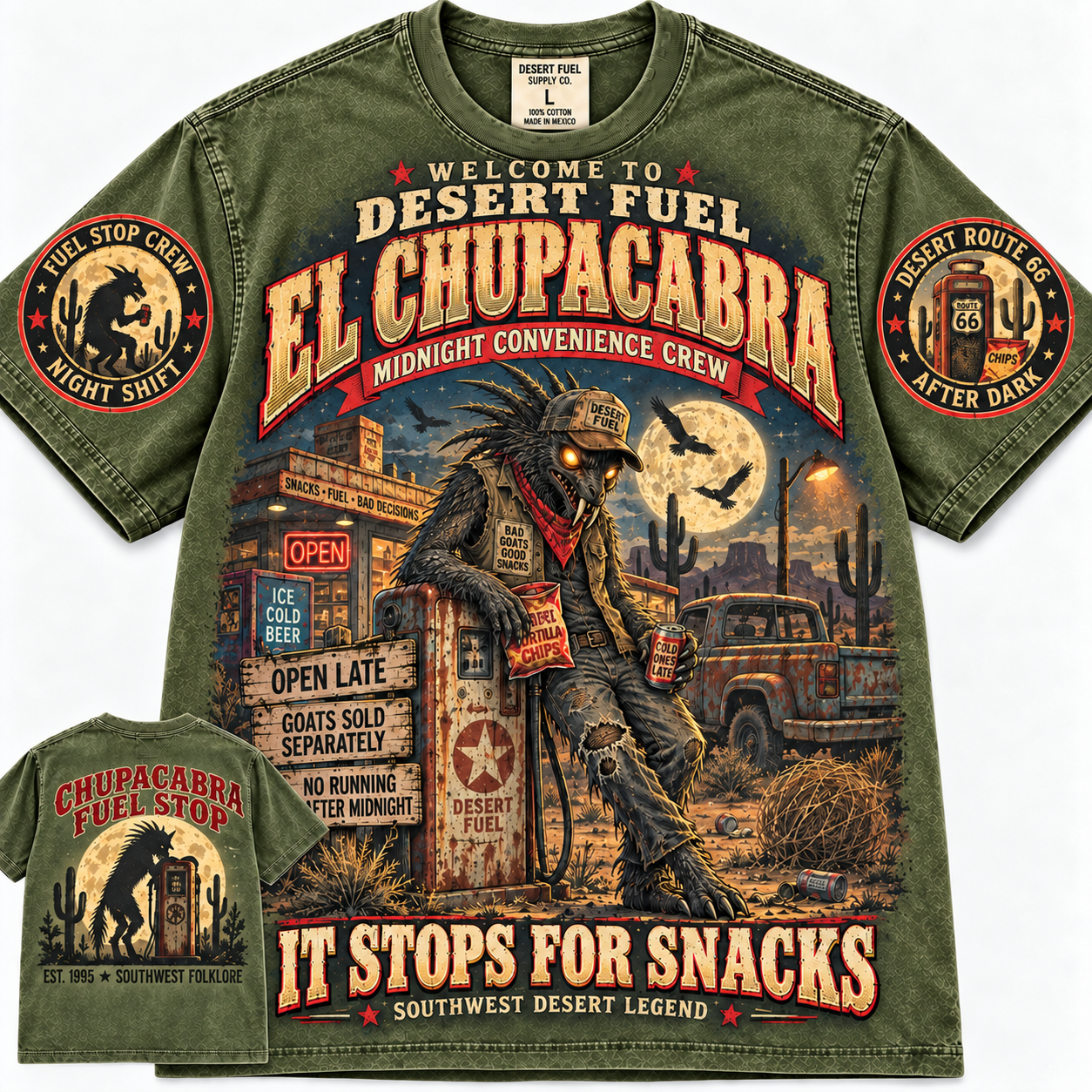 Vintage Chupacabra Desert Fuel Route 66 T-Shirt