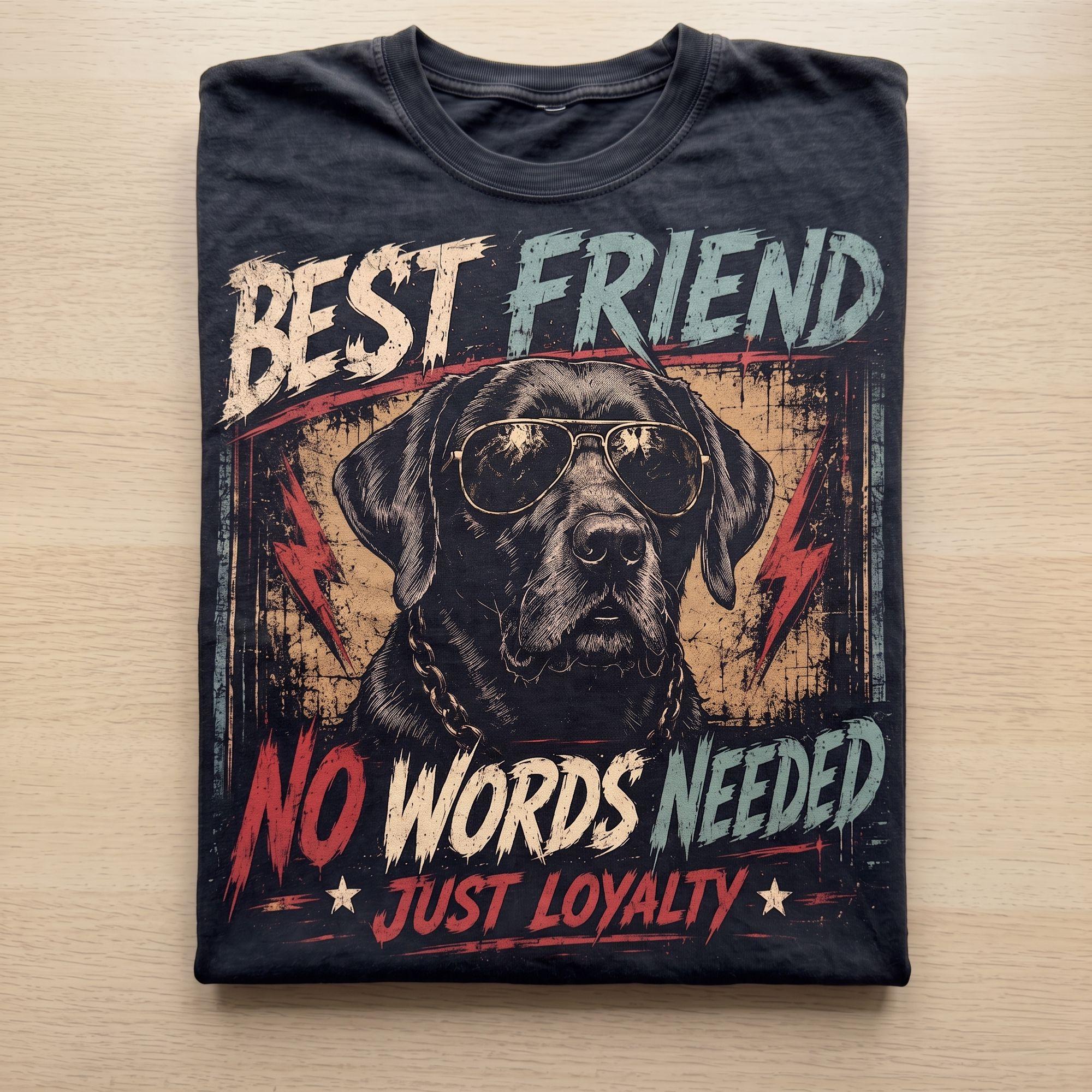 Best Friend No Words Needed Just Loyalty Black Labrador Vintage Graphic T-Shirt