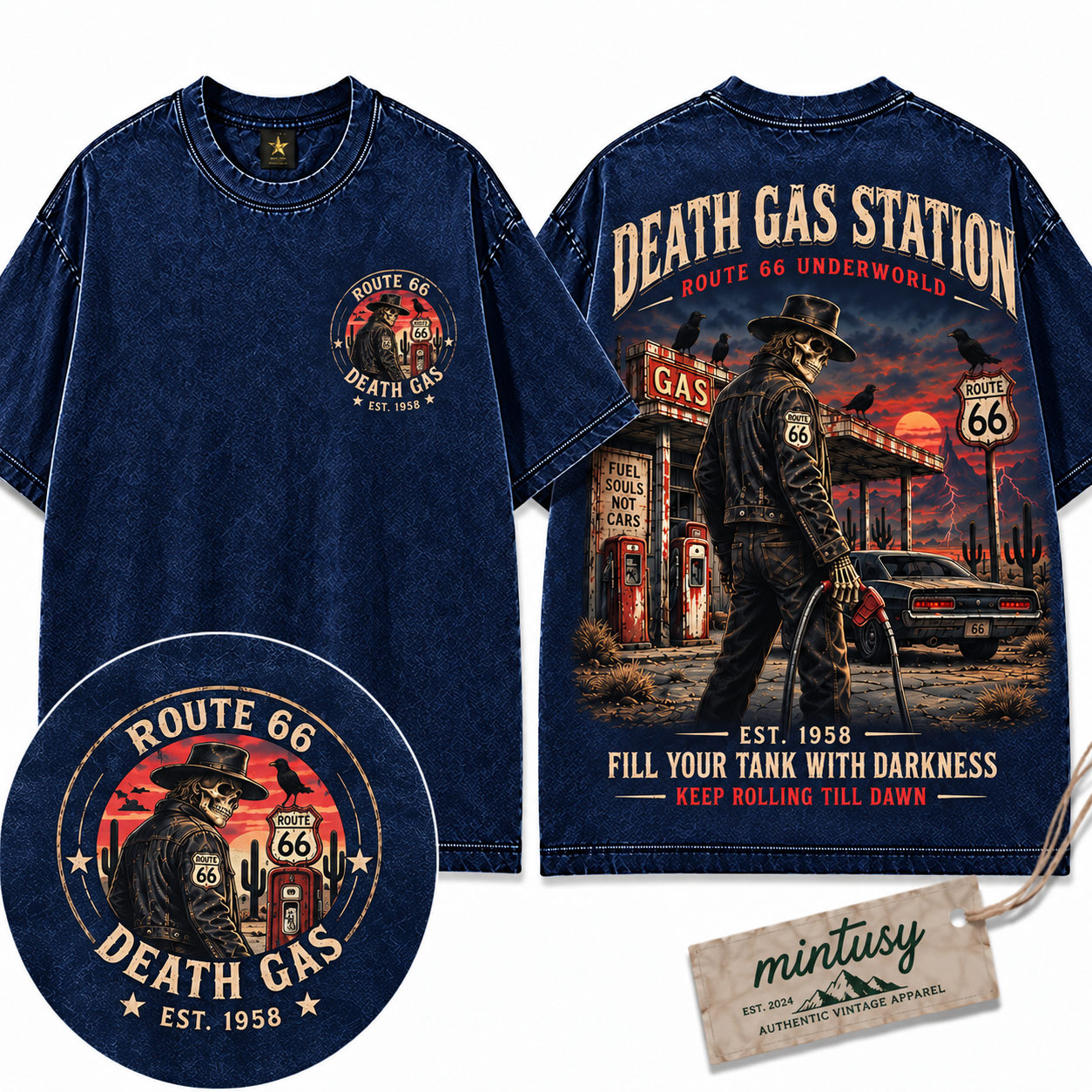Vintage Route 66 Death Gas Station T-Shirt