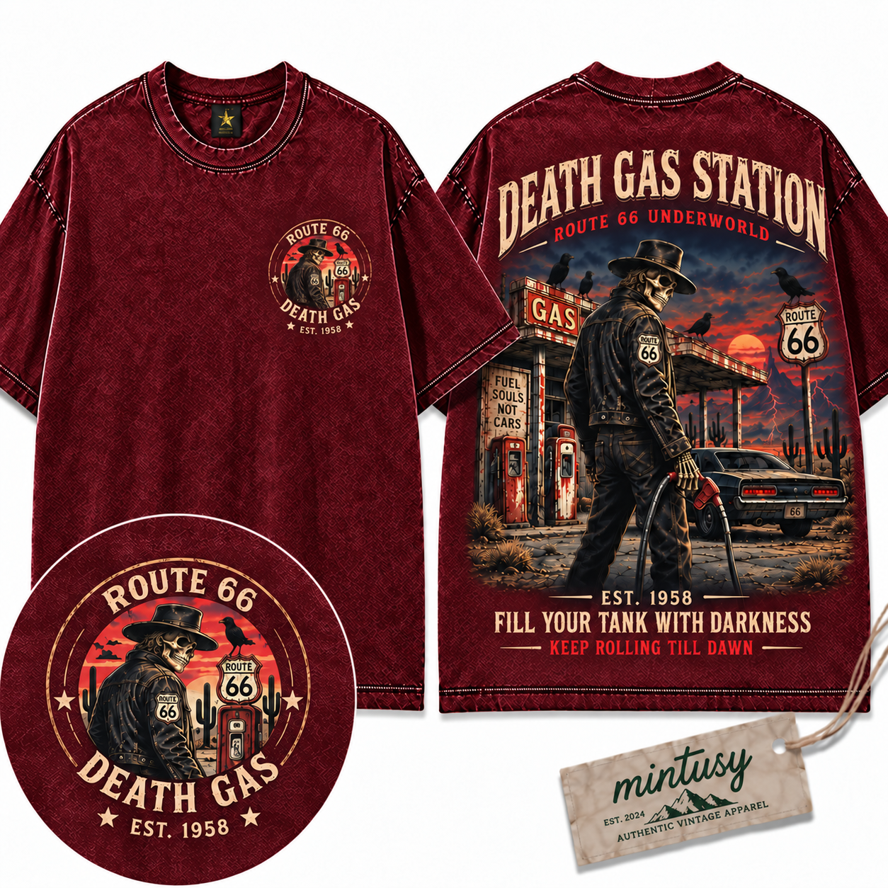 Vintage Route 66 Death Gas Station T-Shirt