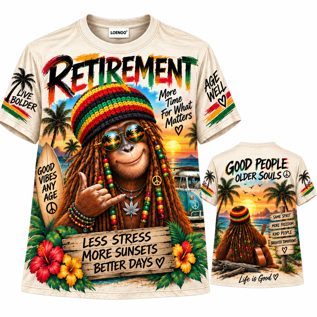 Vintage Retirement Good Vibes Sunset T-Shirt