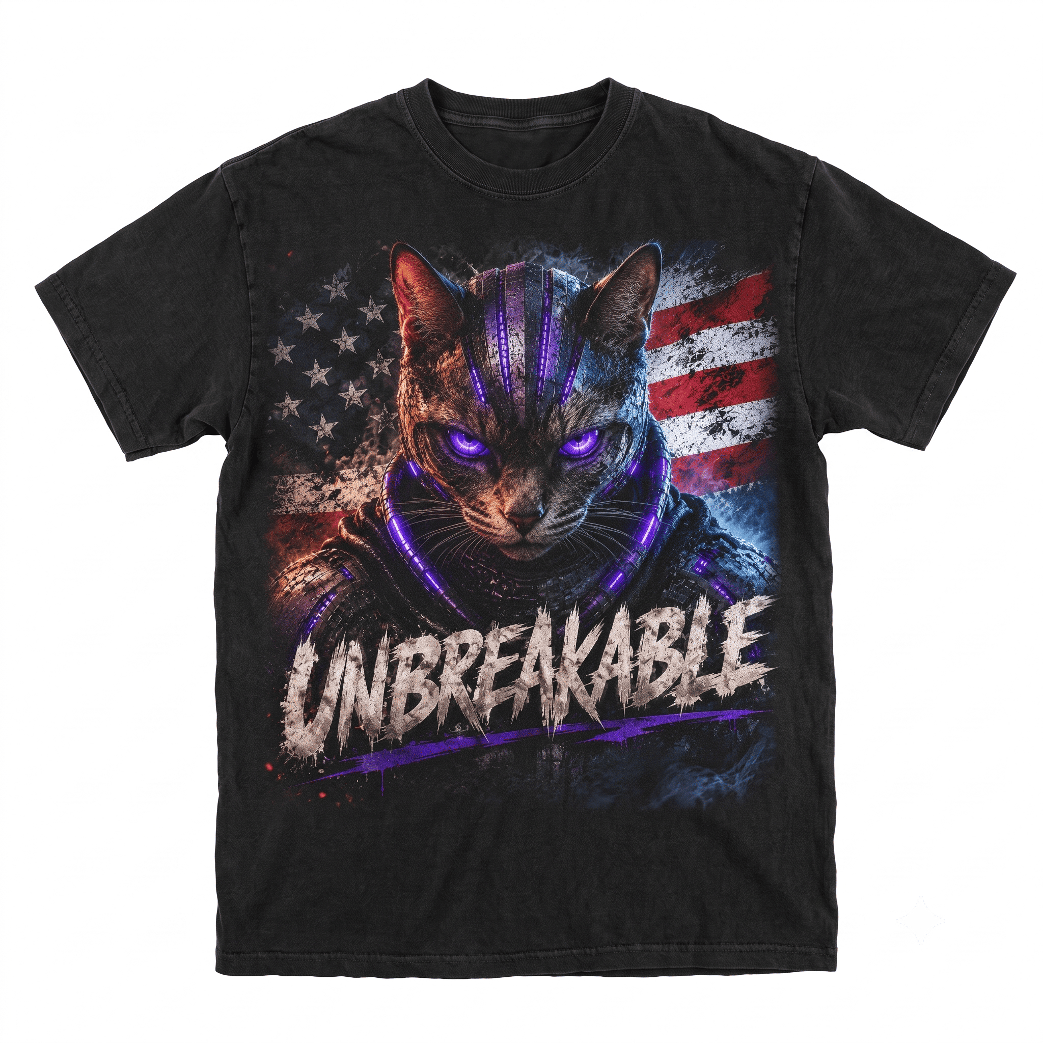 Unbreakable Cyber Skull Cat Tee