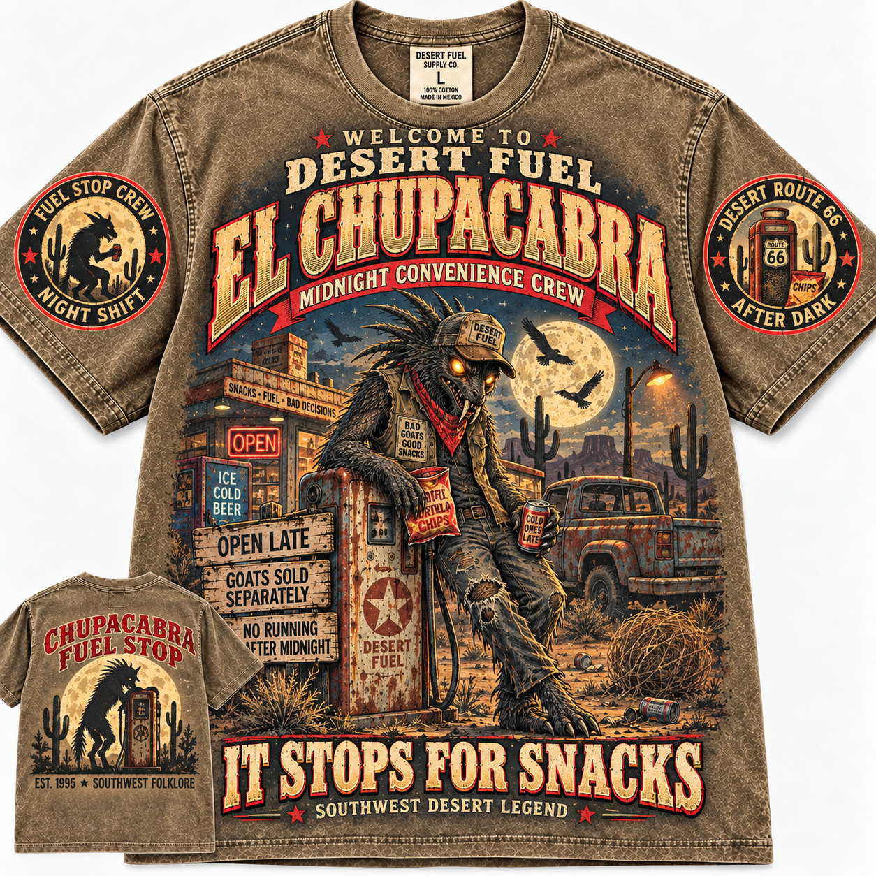 Vintage Chupacabra Desert Fuel Route 66 T-Shirt