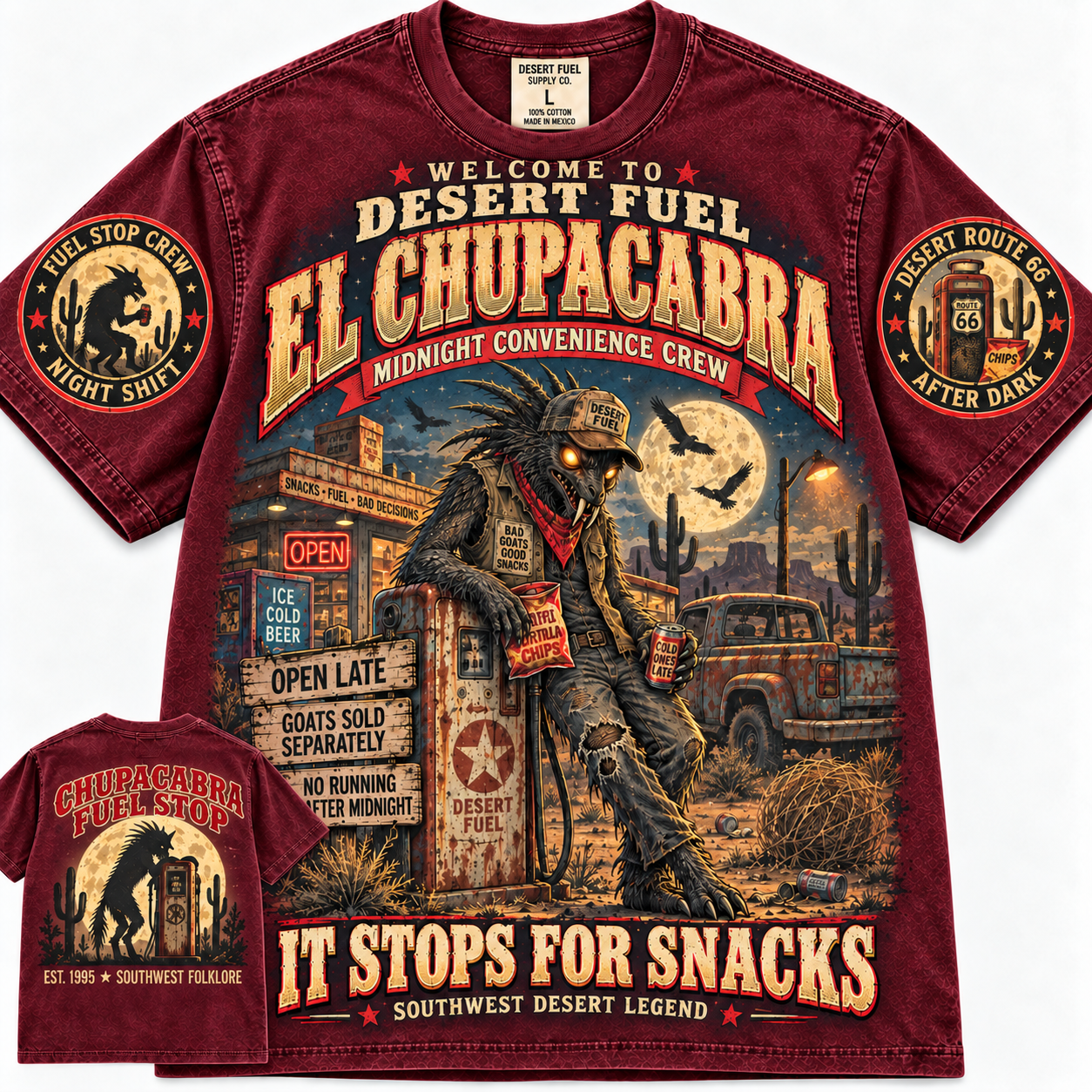 Vintage Chupacabra Desert Fuel Route 66 T-Shirt