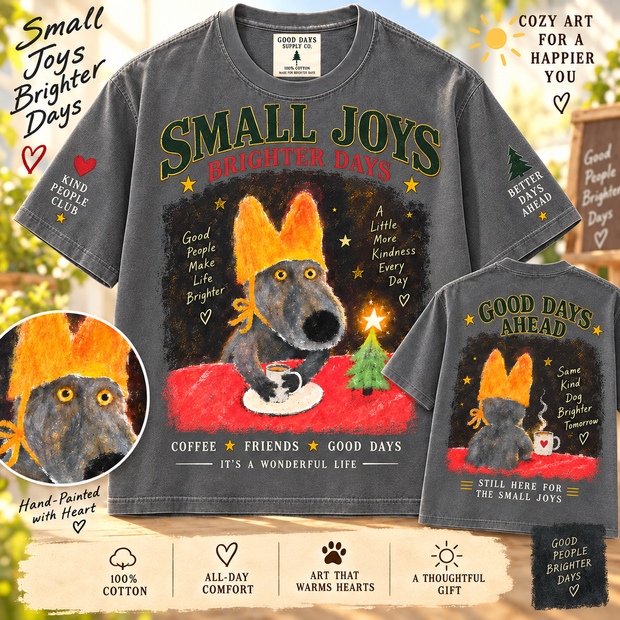 Vintage Small Joys Brighter Days Dog T-Shirt