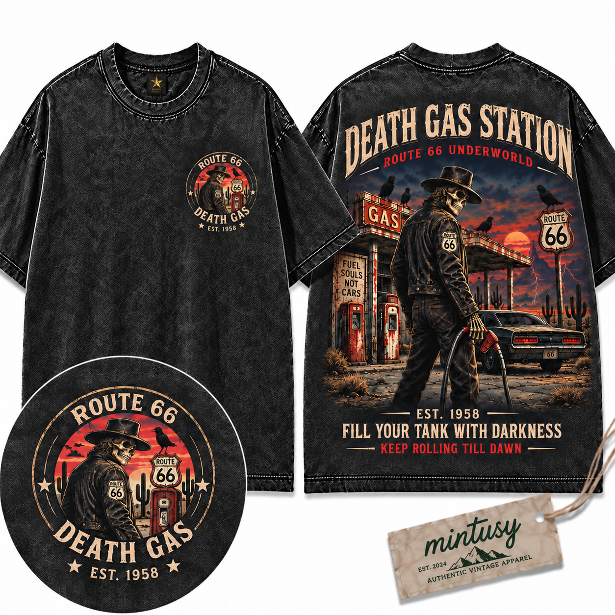 Vintage Route 66 Death Gas Station T-Shirt