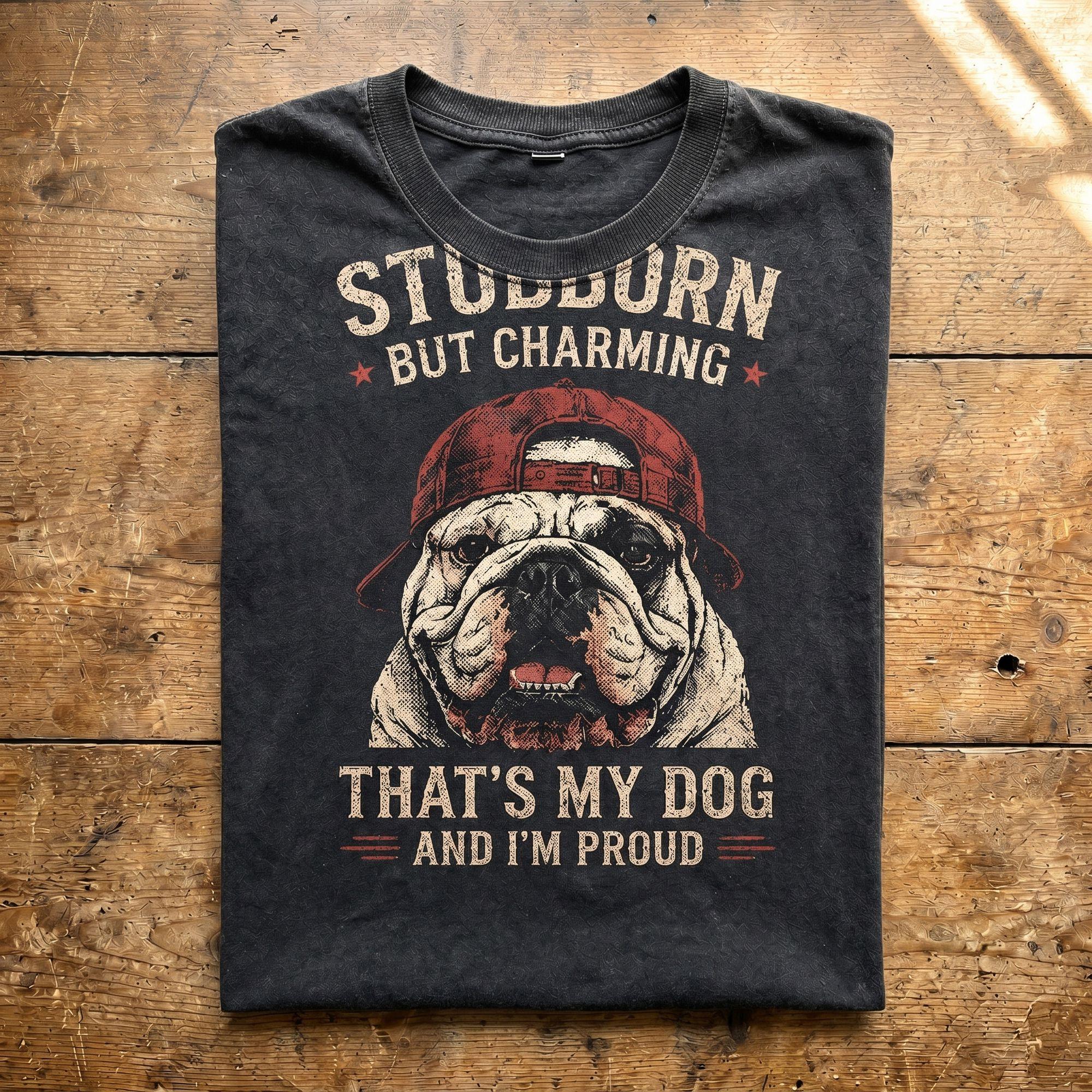 Vintage Bulldog Dad "Stubborn But Charming" T-shirt