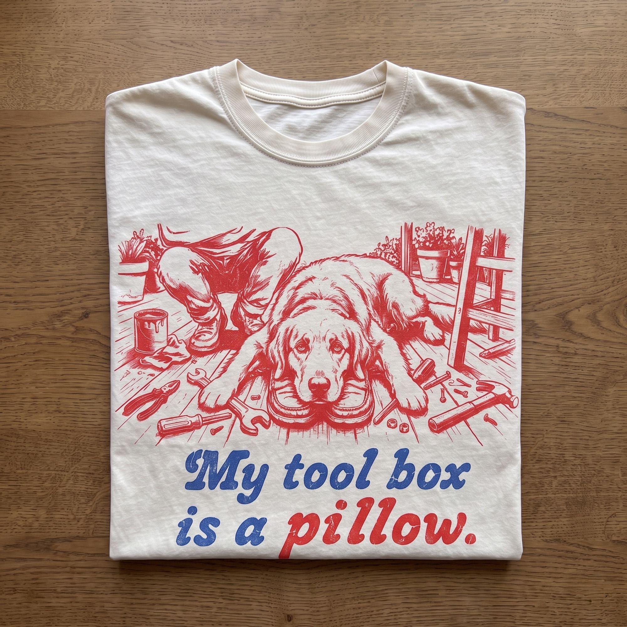 My Toolbox Is a Pillow Funny Golden Retriever Vintage Graphic T-Shirt