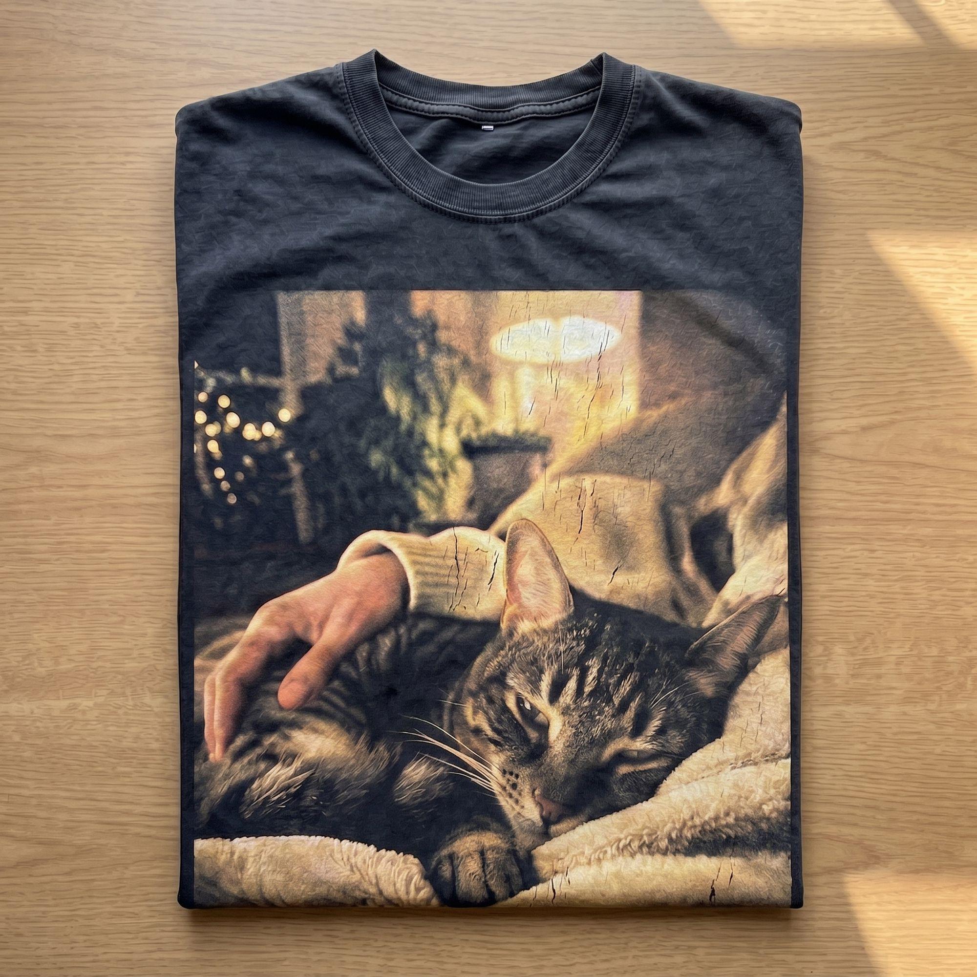 Vintage Cozy Cat Night T-shirt