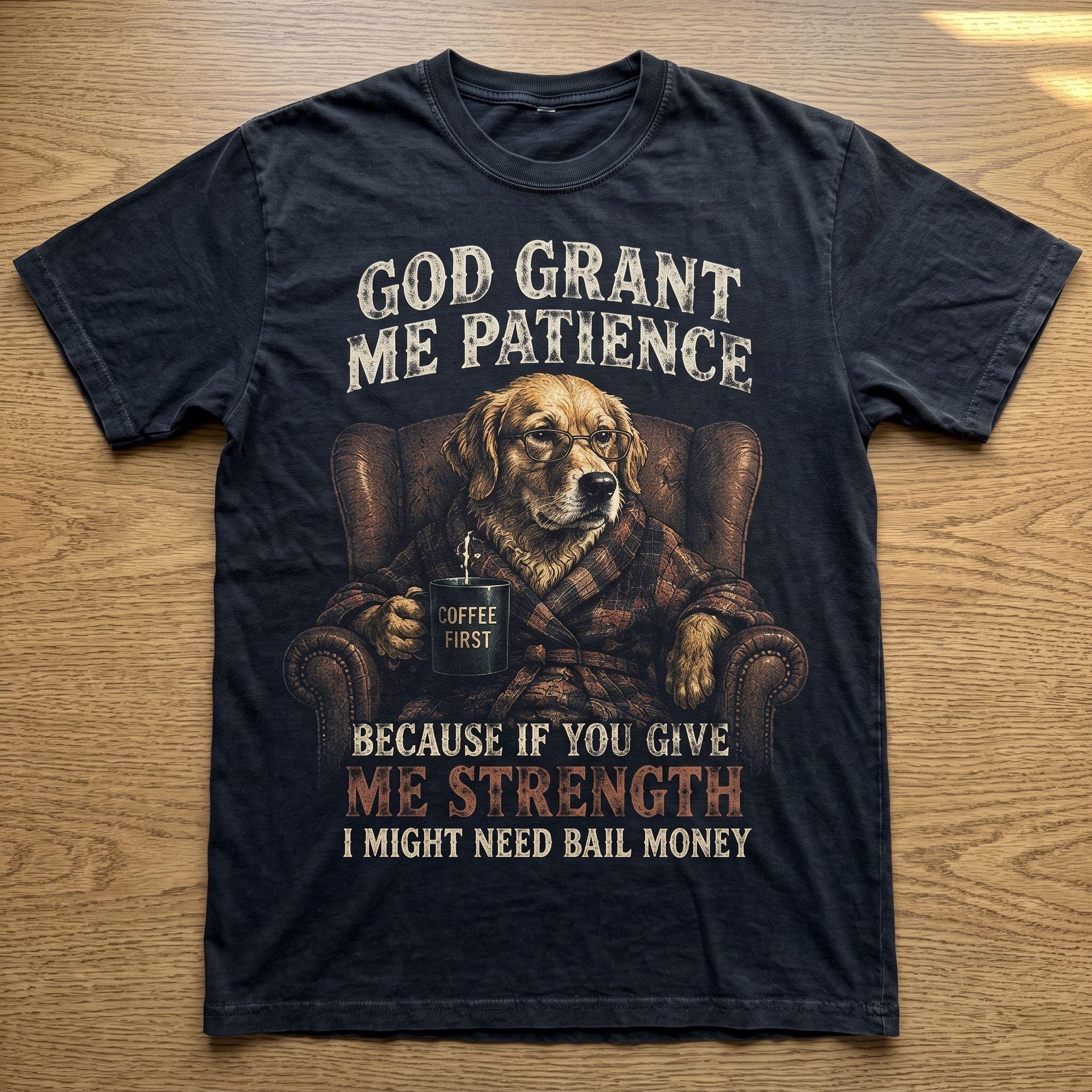 God Grant Me Patience Funny Golden Retriever Coffee Lover T-Shirt